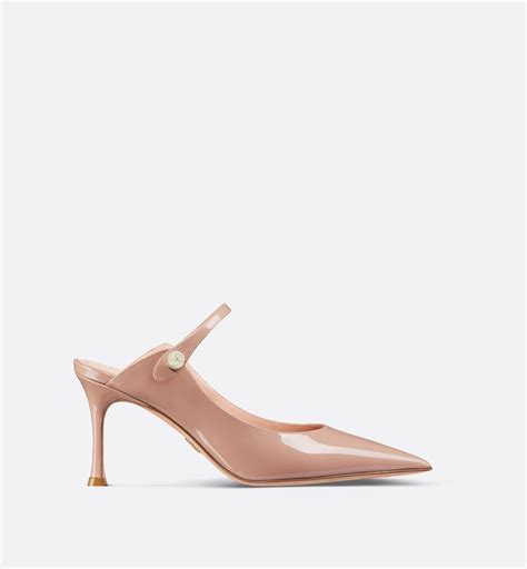 Jolie Dior Heeled Mule Nude Patent Calfskin